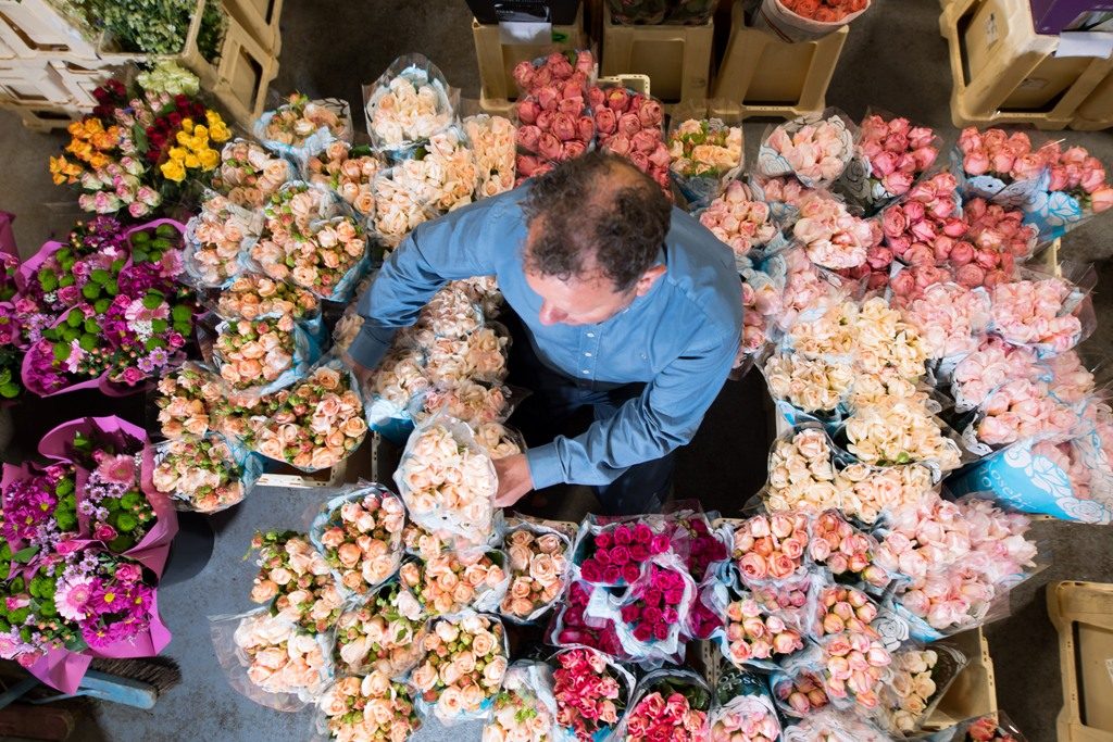 Floristry trade at New Covent Garden Flower Market